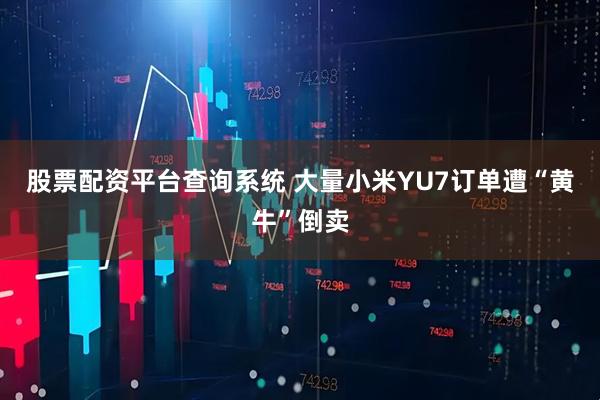 股票配资平台查询系统 大量小米YU7订单遭“黄牛”倒卖